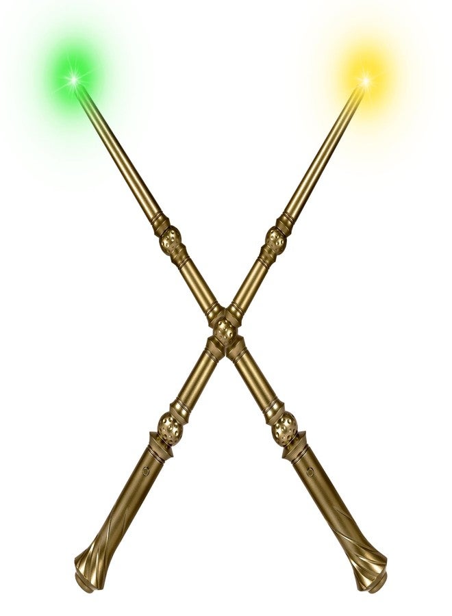 Maikoi Light Up Magic Wizard Wand with Sounds & 4 Color Lights Illuminating Witch Toys for Kids Cosplay Party Birthday Gift, Golden, 2PCS - Image 1